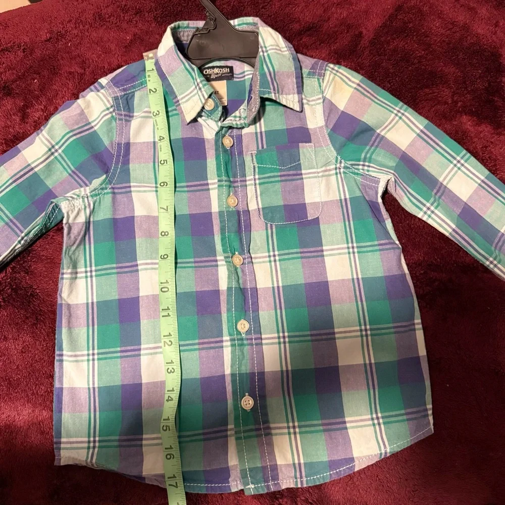 Kids OshKosh B'gosh Green & Blue Plaid Button-Down Shirt